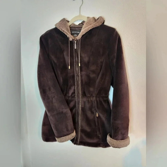 VINTAGE Y2k Super Soft Brown Jacket Women's Small - Picture 1 of 8